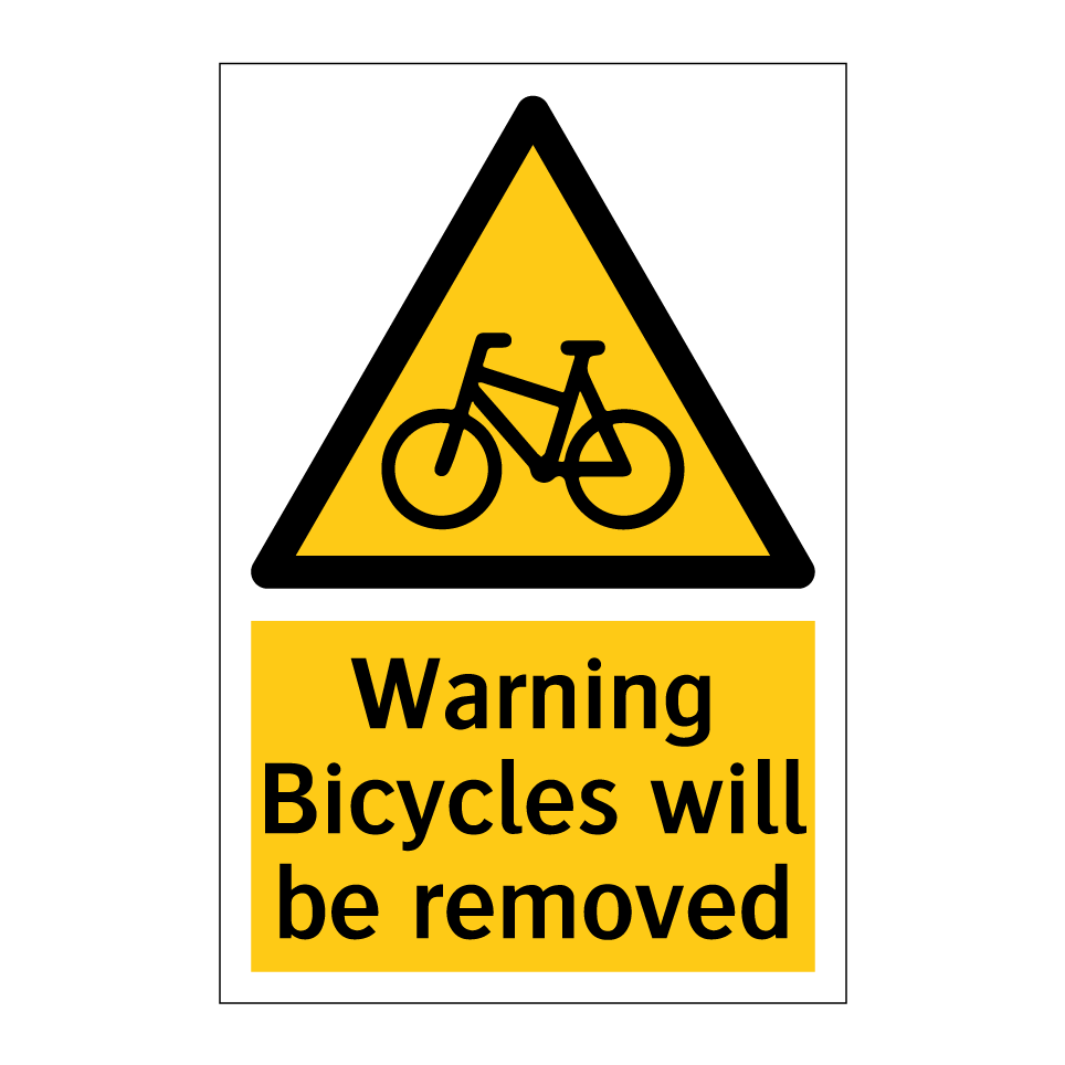 Warning Bicycles will be removed