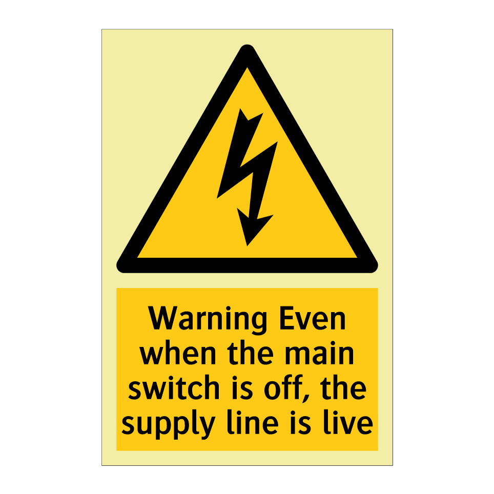 Warning Even when the main switch is off, the supply line is live