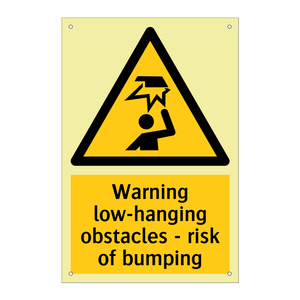 Warning low-hanging obstacles - risk of bumping