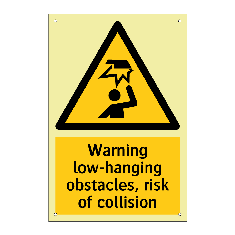 Warning low-hanging obstacles, risk of collision