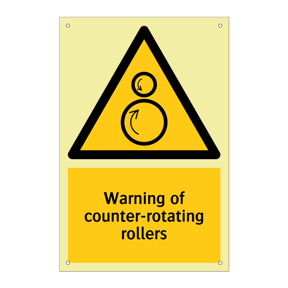 Warning of counter-rotating rollers