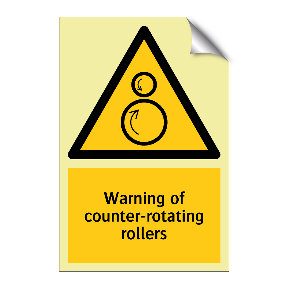 Warning of counter-rotating rollers