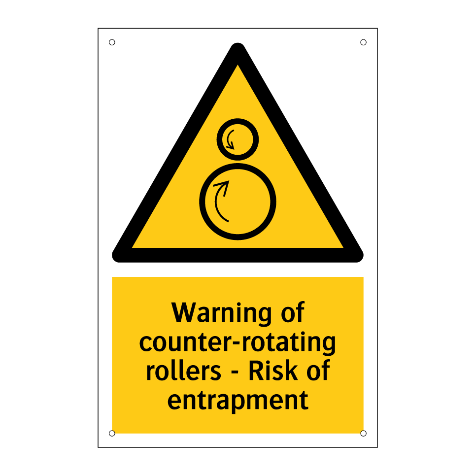 Warning of counter-rotating rollers - Risk of entrapment