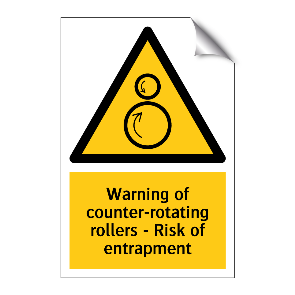 Warning of counter-rotating rollers - Risk of entrapment