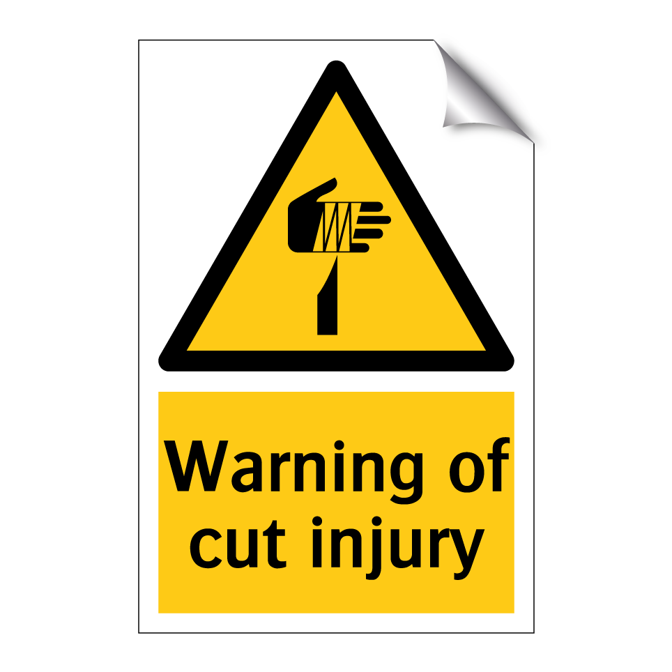 Warning of cut injury