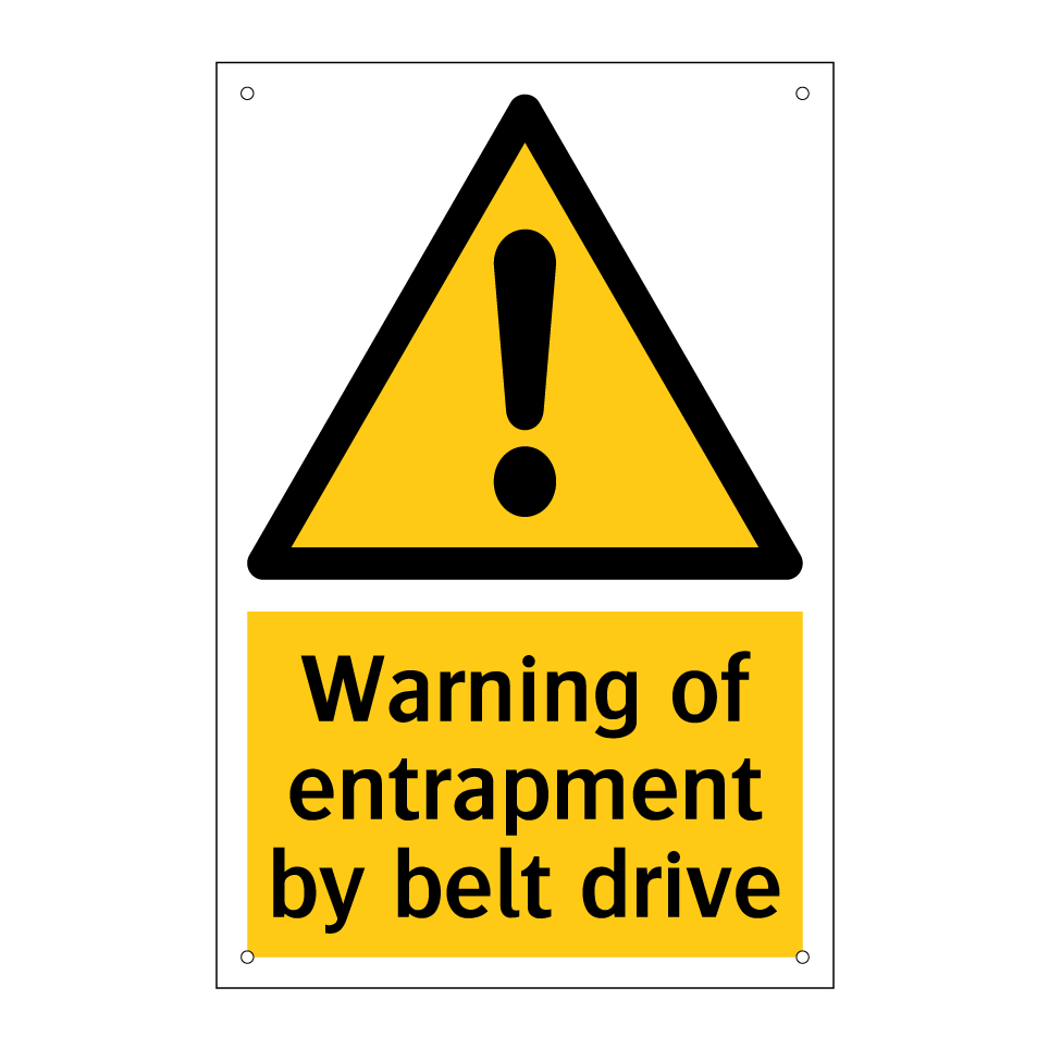 Warning of entrapment by belt drive