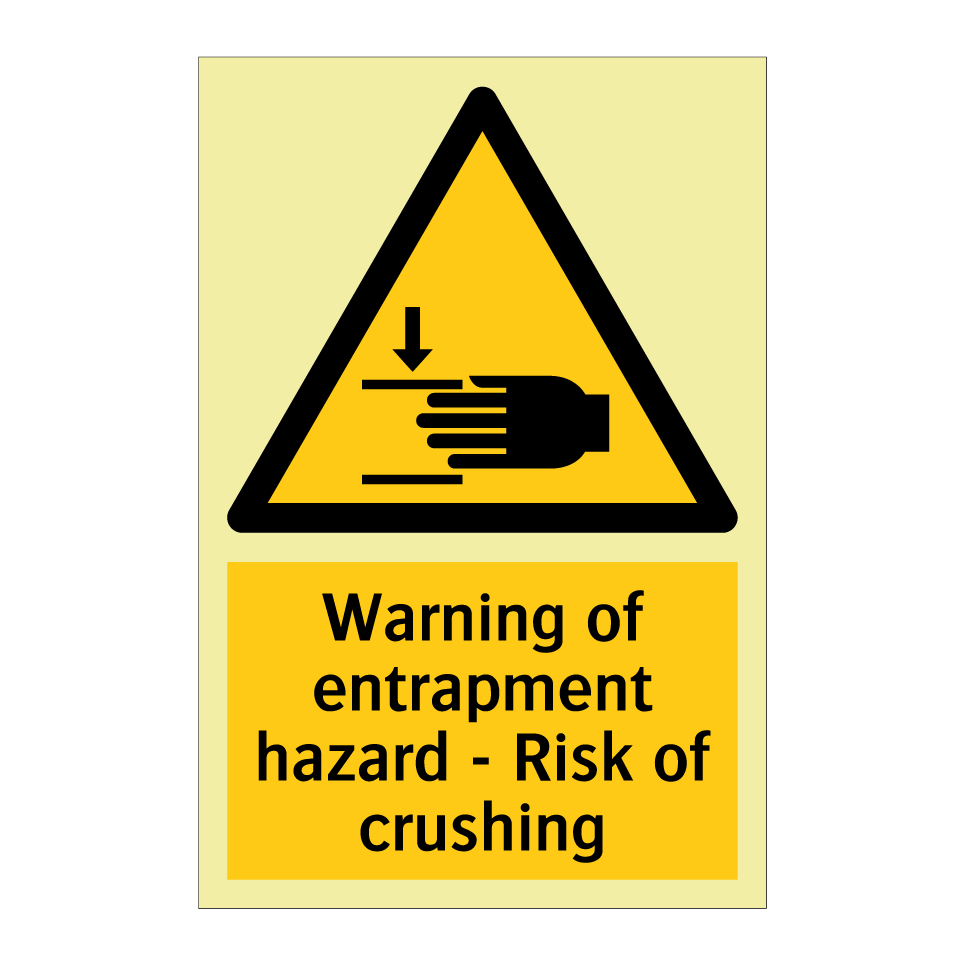 Warning of entrapment hazard - Risk of crushing