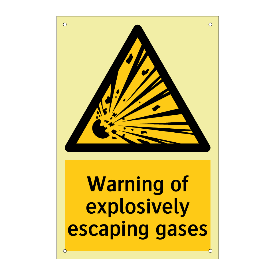 Warning of explosively escaping gases