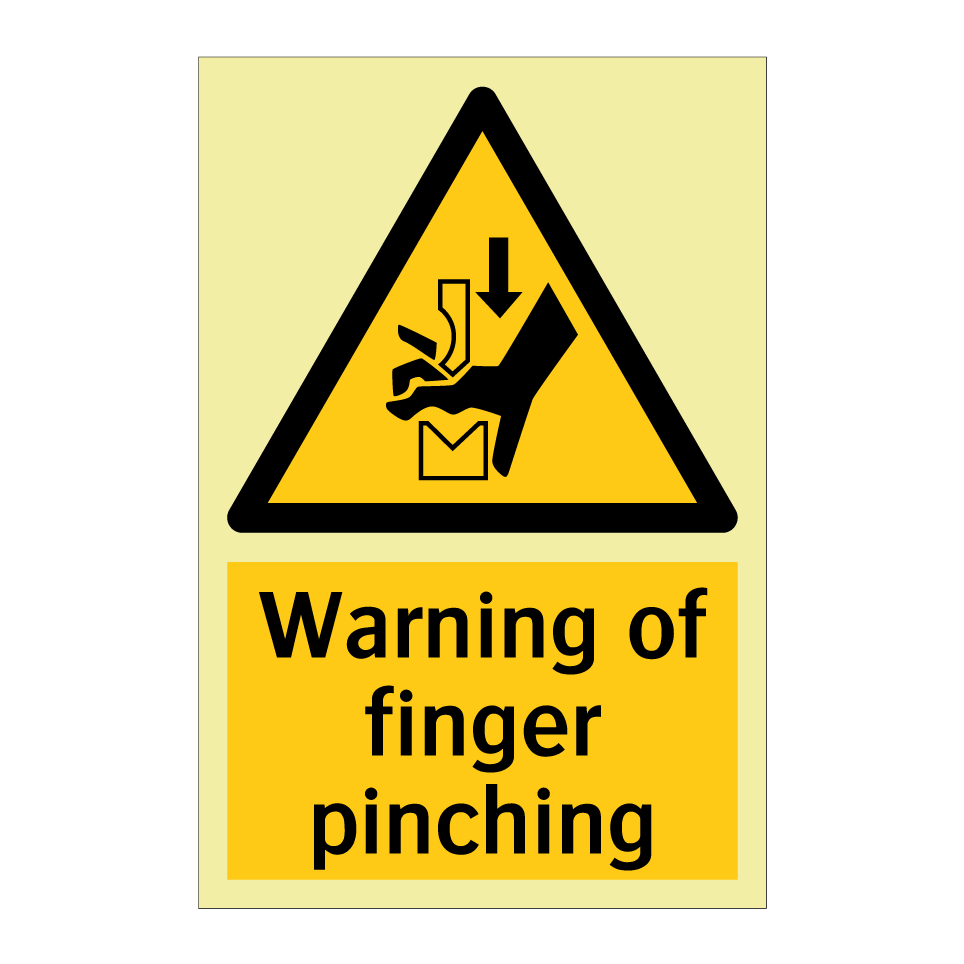 Warning of finger pinching
