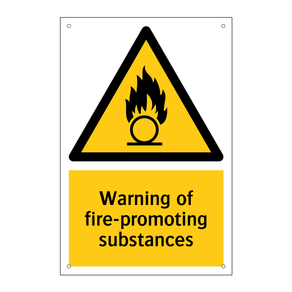 Warning of fire-promoting substances
