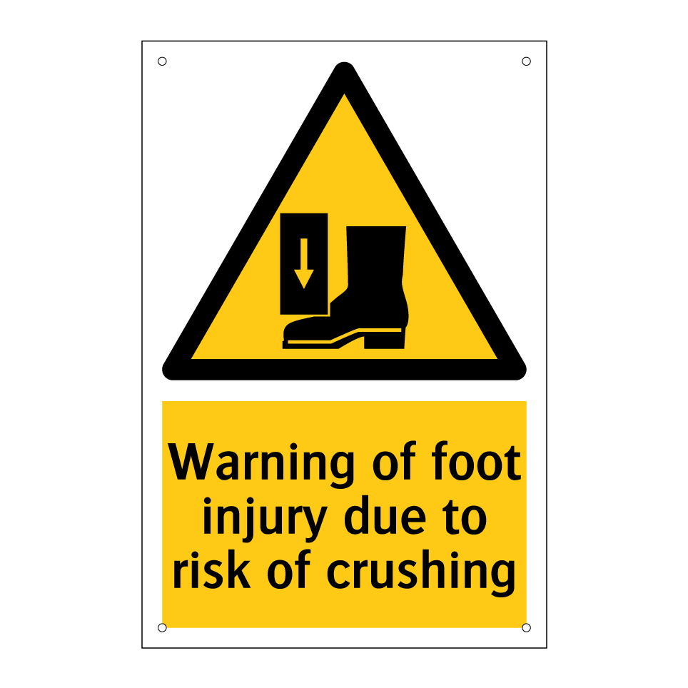 Warning of foot injury due to risk of crushing