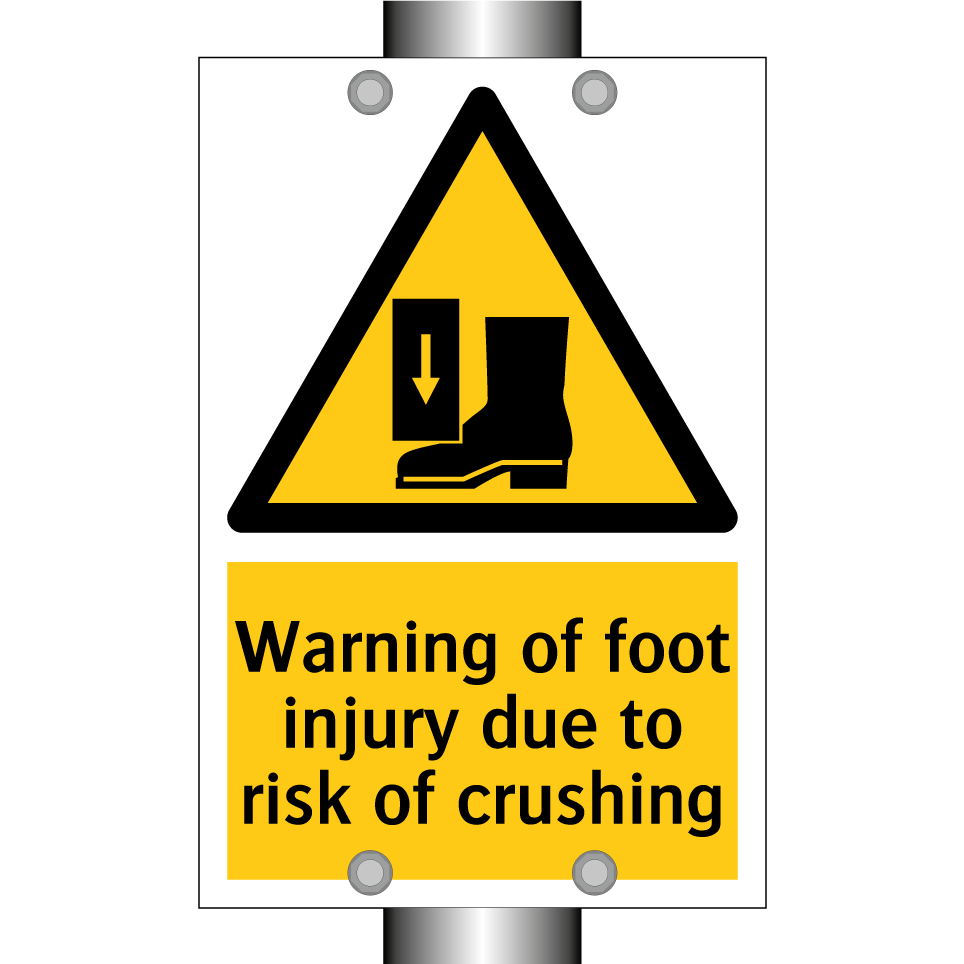 Warning of foot injury due to risk of crushing