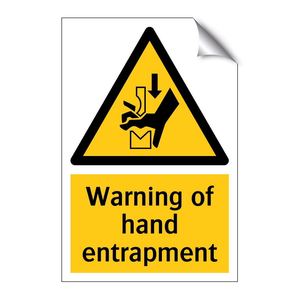 Warning of hand entrapment