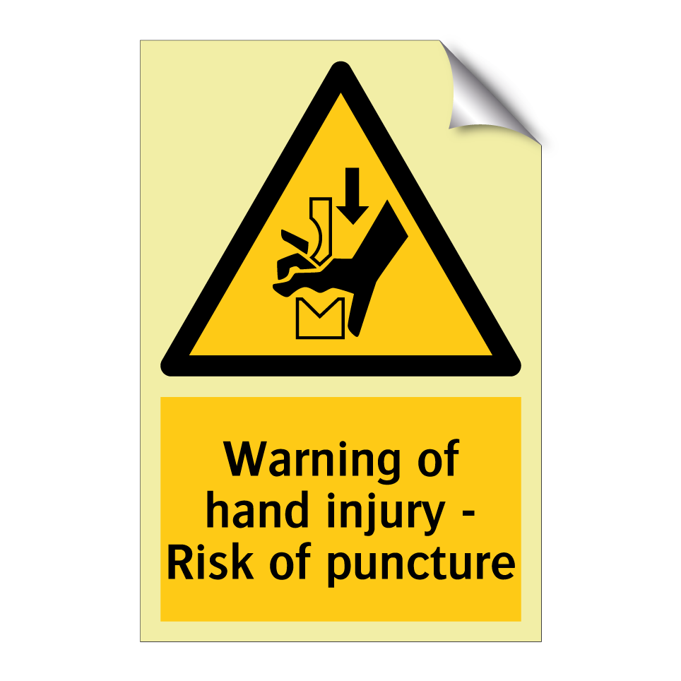 Warning of hand injury - Risk of puncture