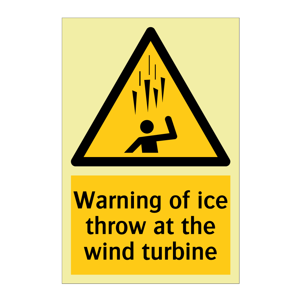 Warning of ice throw at the wind turbine