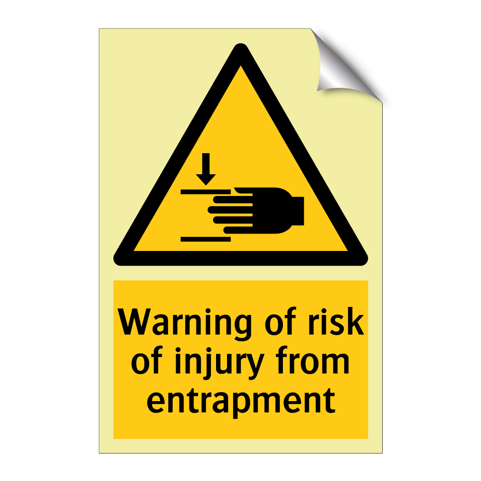 Warning of risk of injury from entrapment