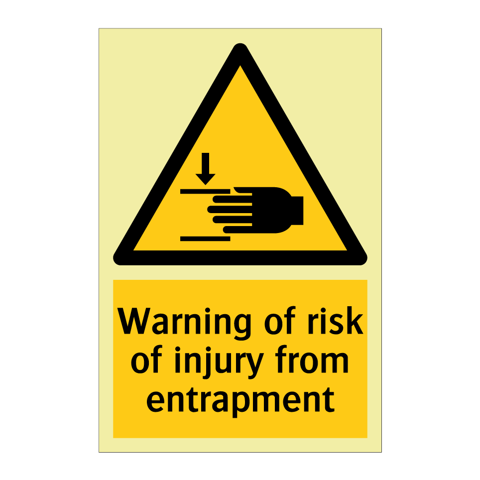 Warning of risk of injury from entrapment