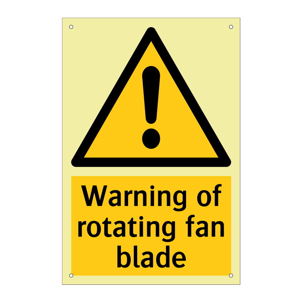 Warning of rotating fan blade