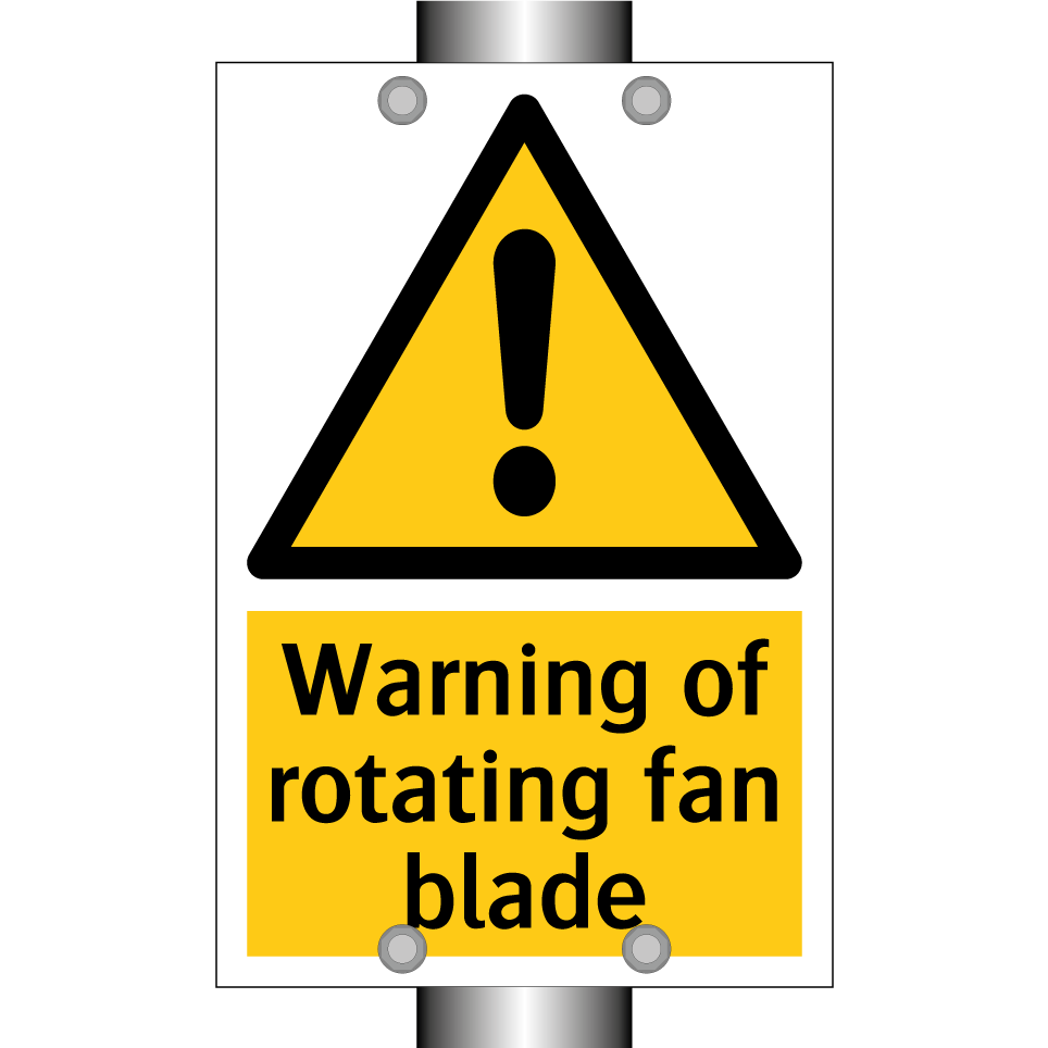 Warning of rotating fan blade