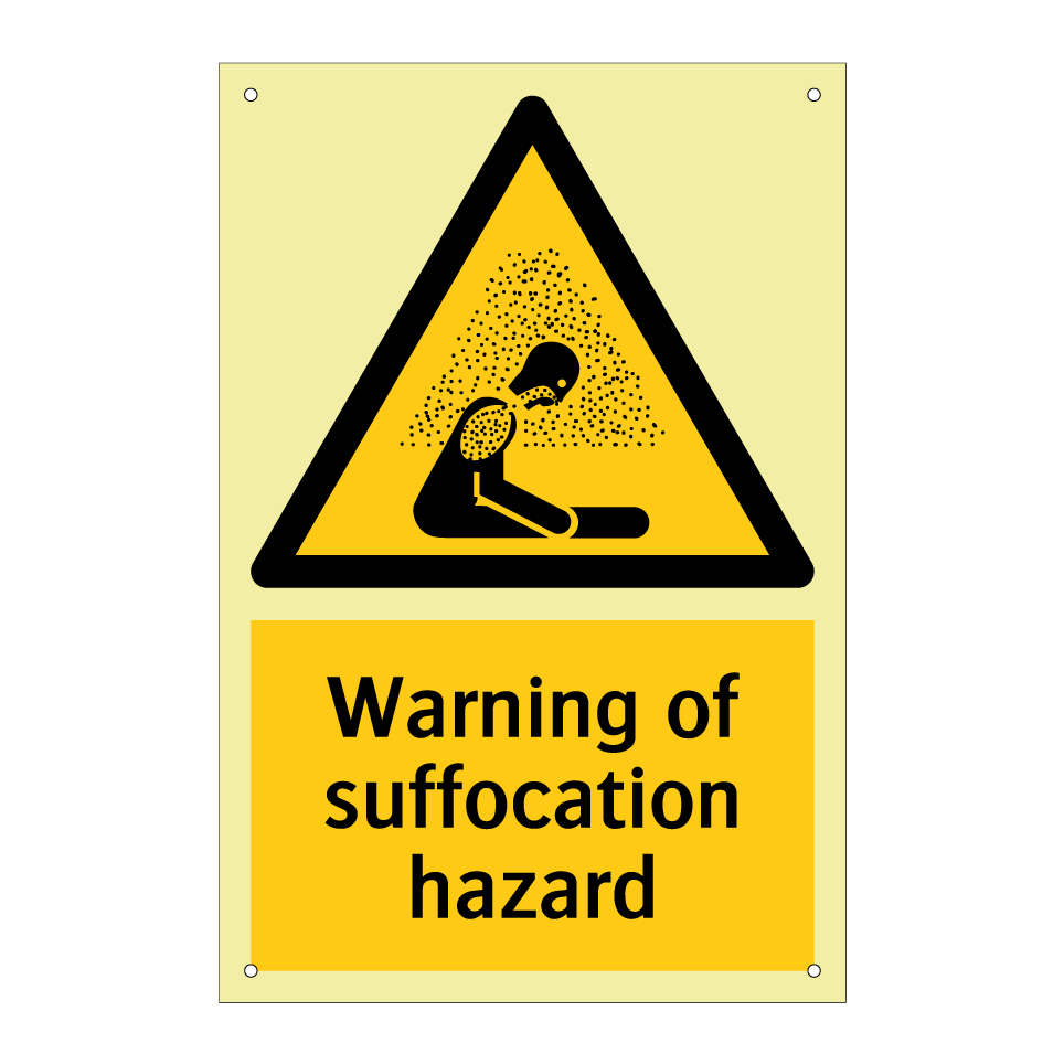 Warning of suffocation hazard
