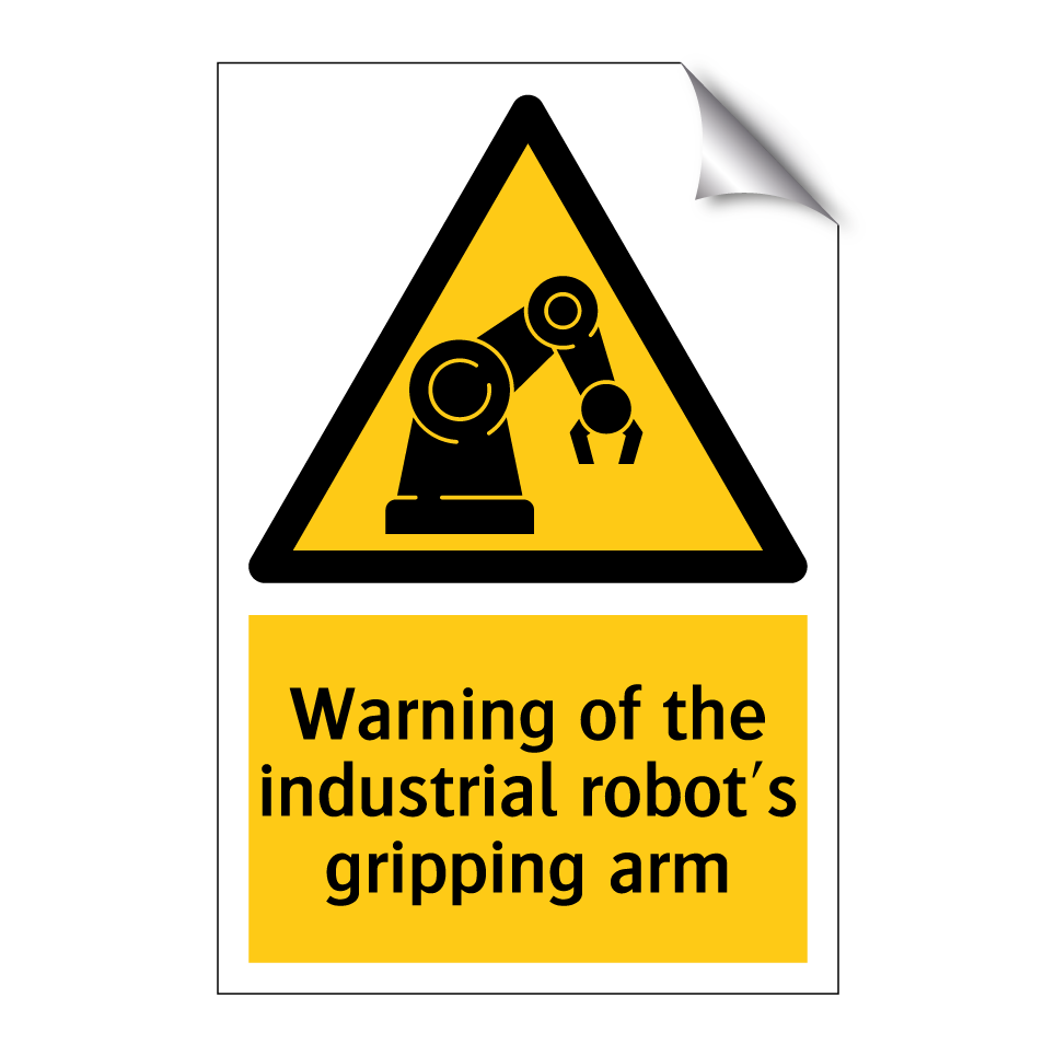 Warning of the industrial robot's gripping arm