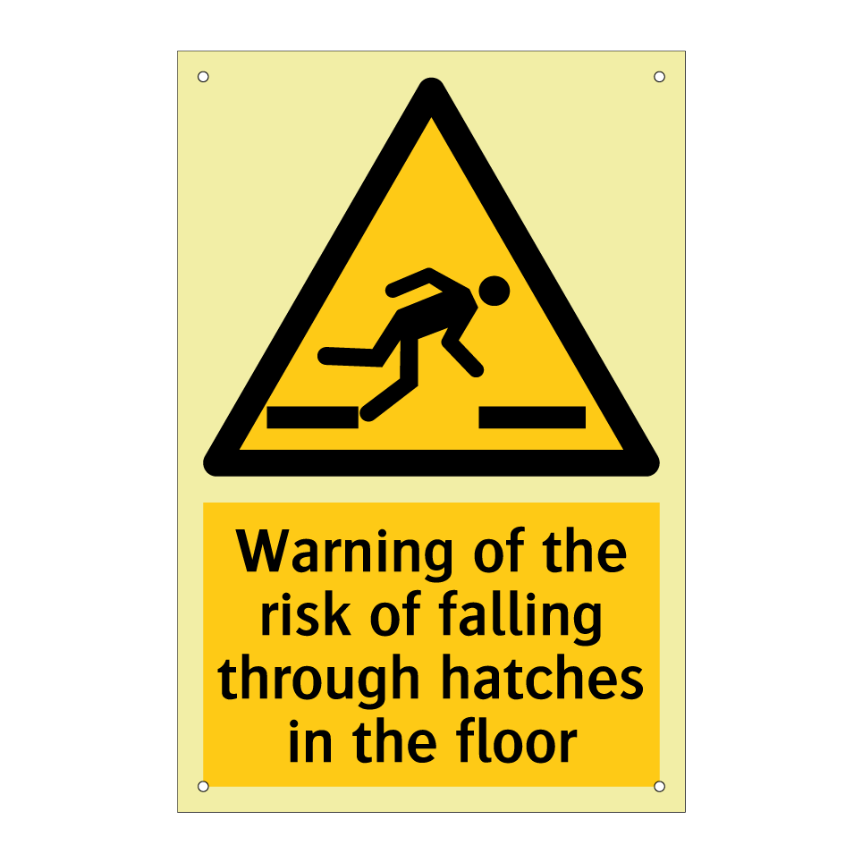 Warning of the risk of falling through hatches in the floor