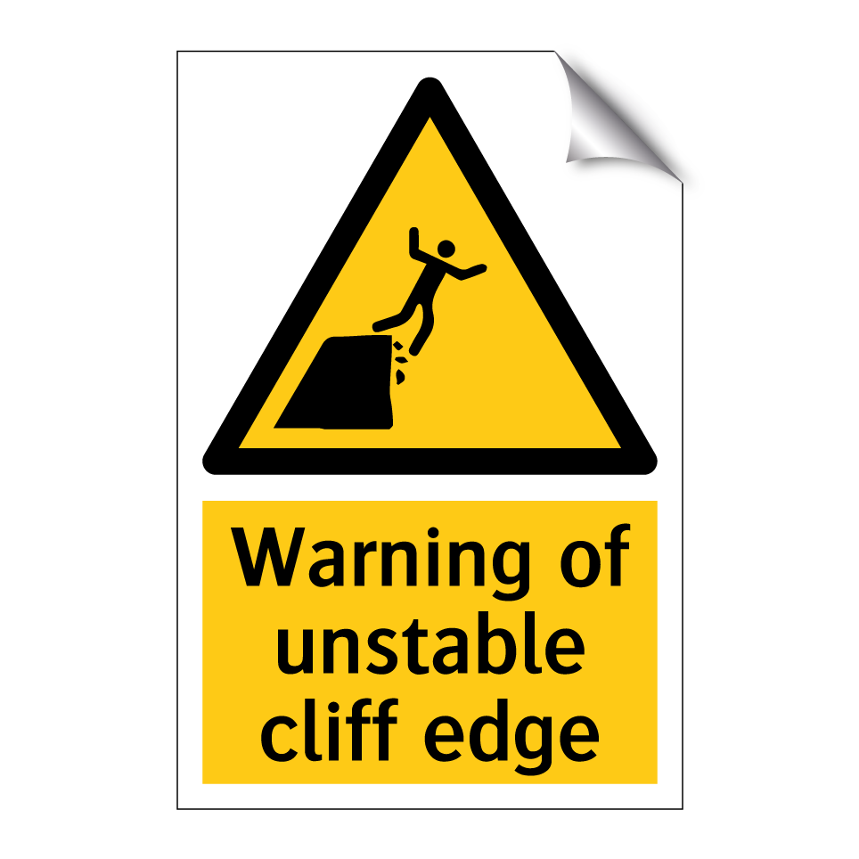 Warning of unstable cliff edge
