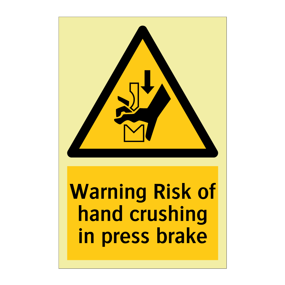 Warning Risk of hand crushing in press brake