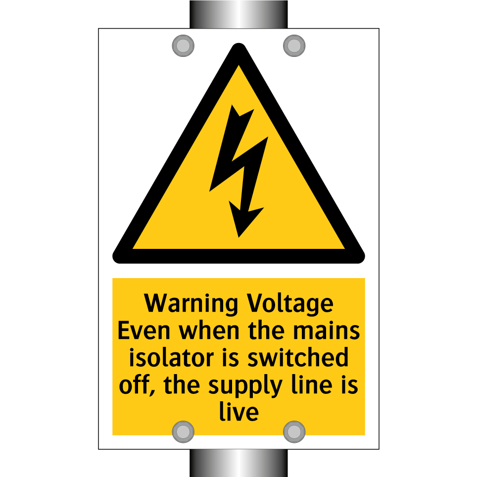 Warning Voltage Even when the mains isolator is switched off, the supply line is live