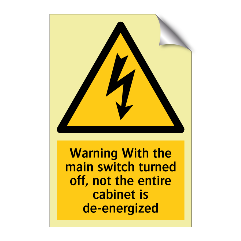 Warning With the main switch turned off, not the entire cabinet is de-energized