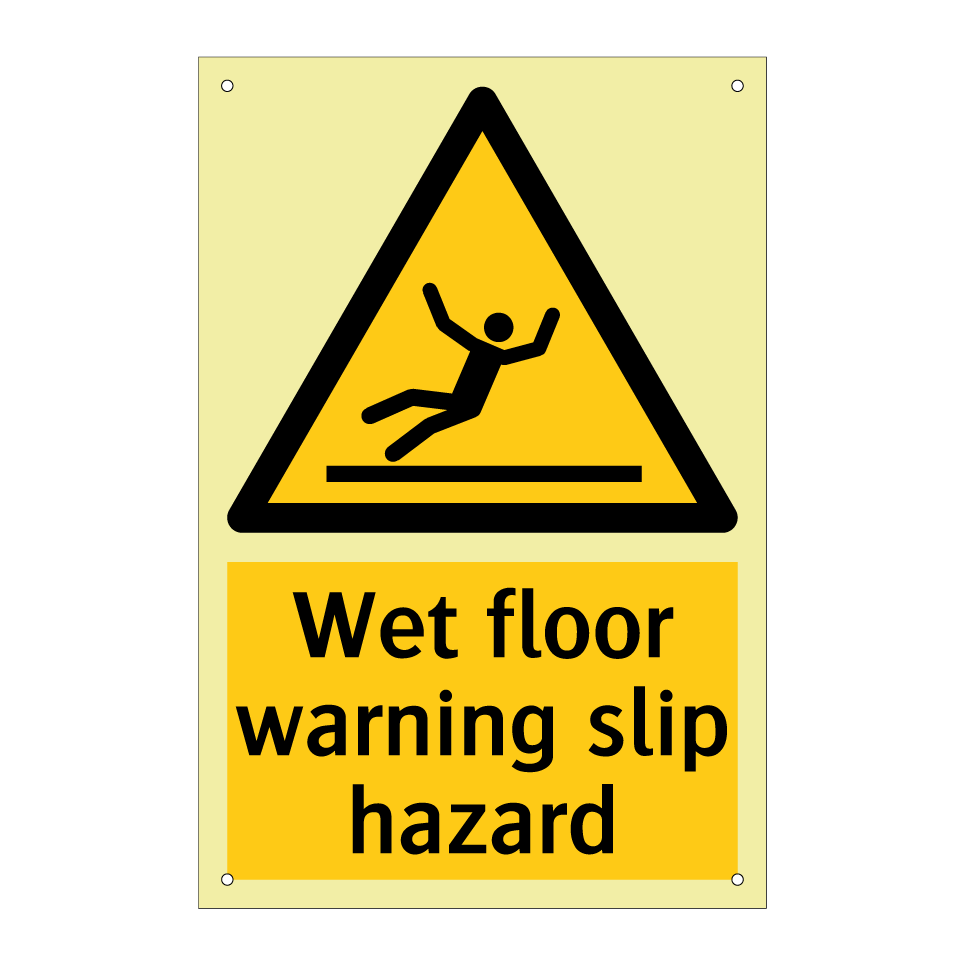 Wet floor warning slip hazard