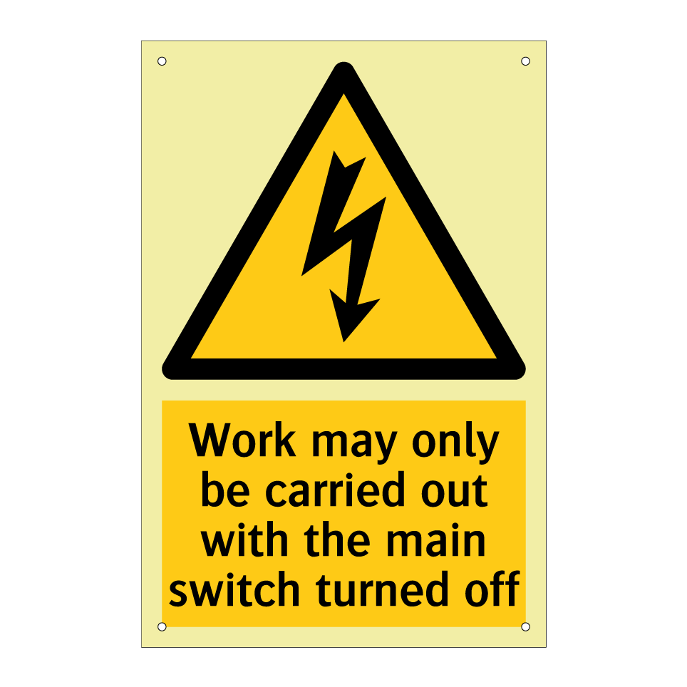 Work may only be carried out with the main switch turned off