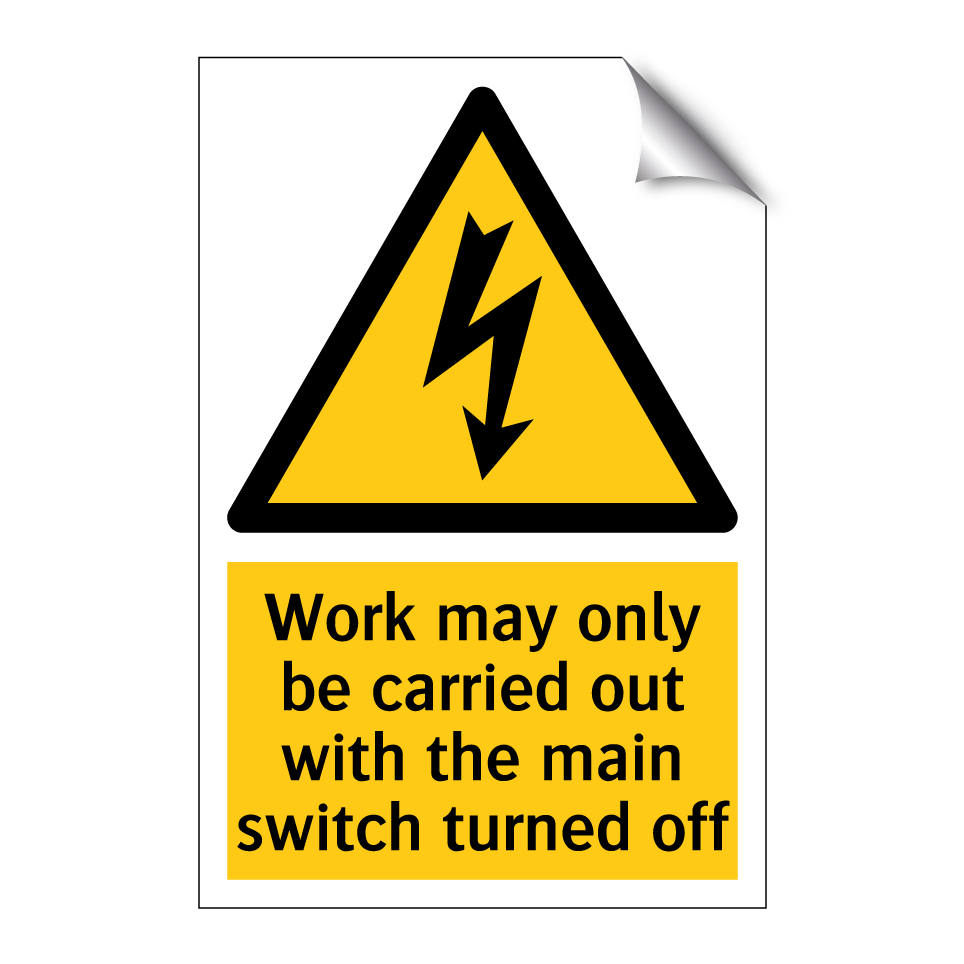Work may only be carried out with the main switch turned off