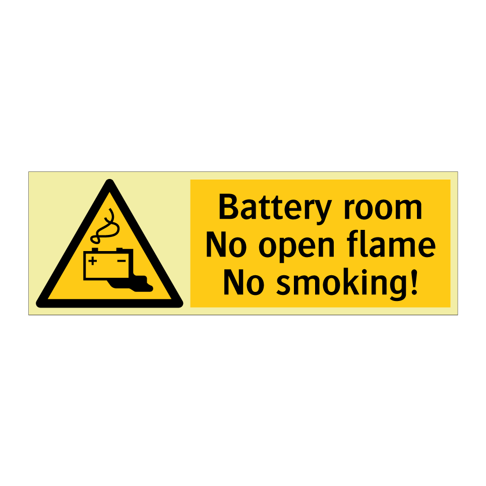 Battery room No open flame No smoking!