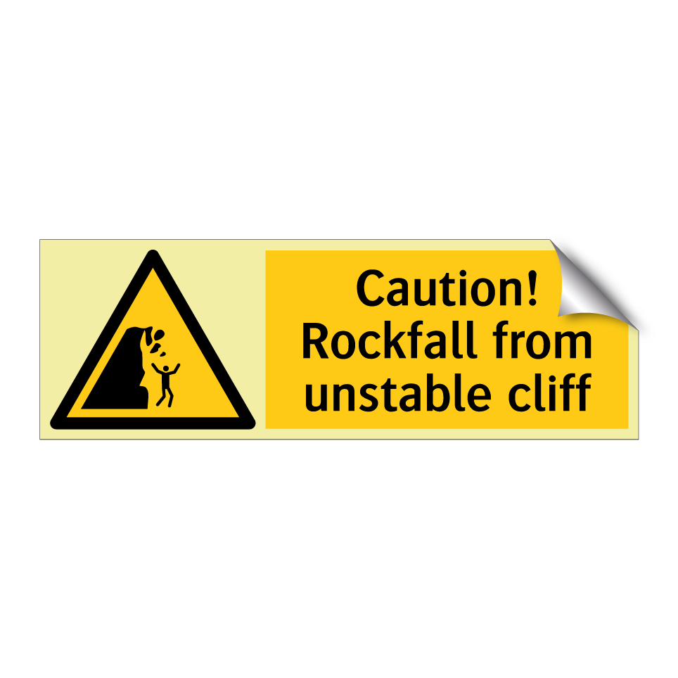 Caution! Rockfall from unstable cliff
