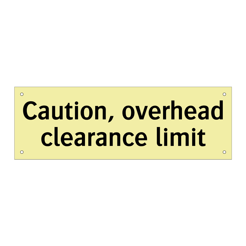 Caution, overhead clearance limit