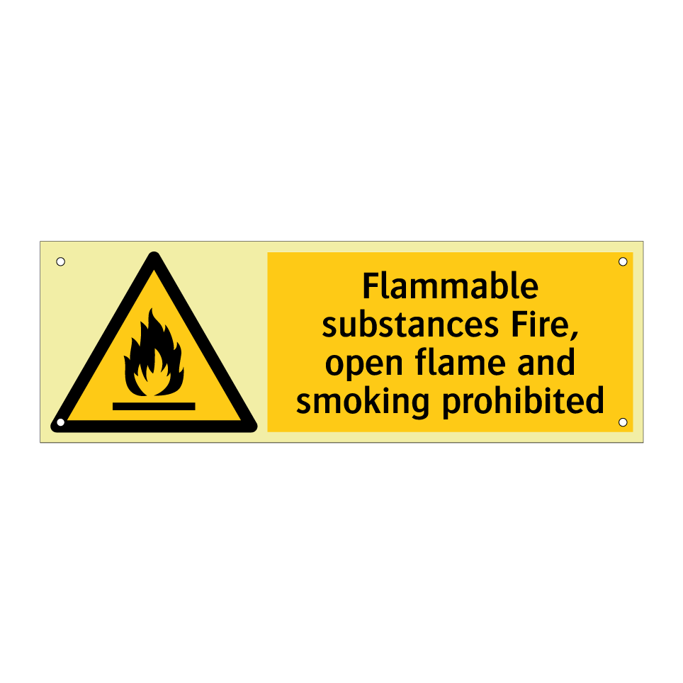 Flammable substances Fire, open flame and smoking prohibited