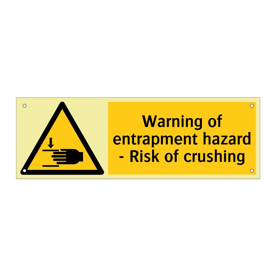 Warning of entrapment hazard - Risk of crushing