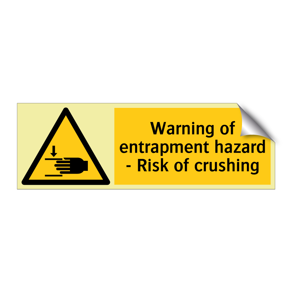Warning of entrapment hazard - Risk of crushing
