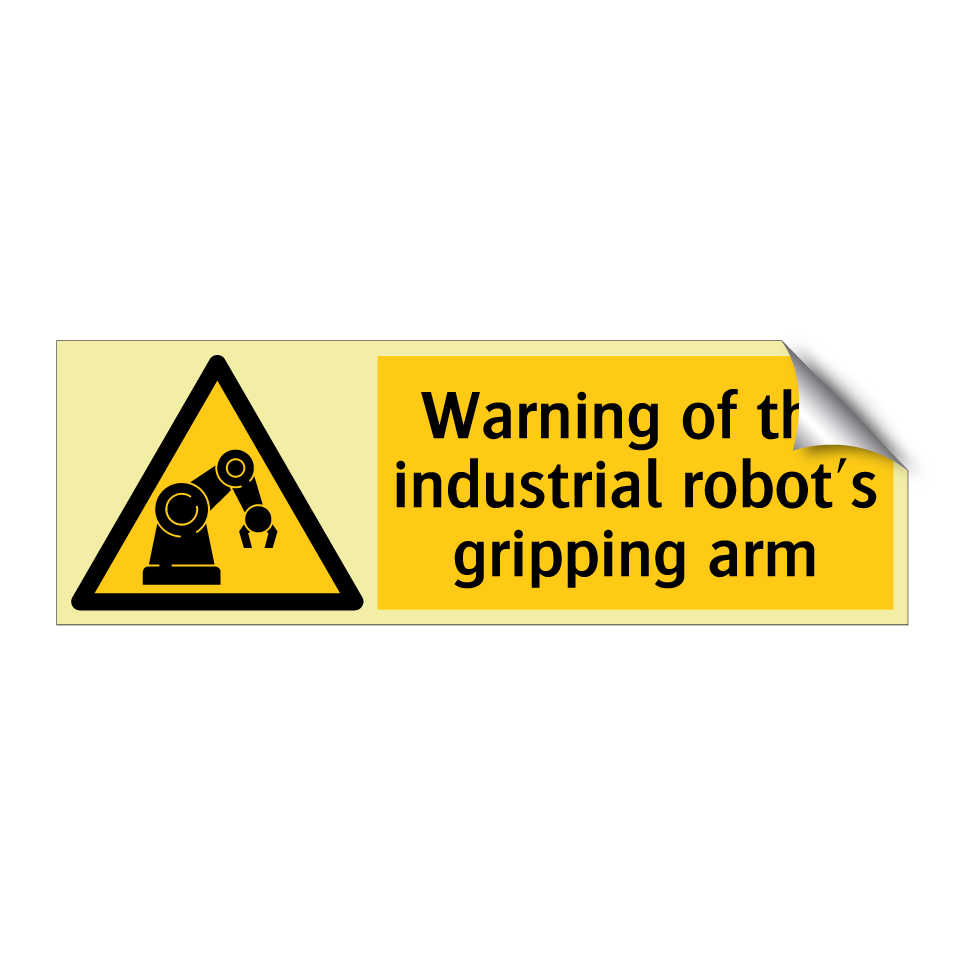 Warning of the industrial robot's gripping arm