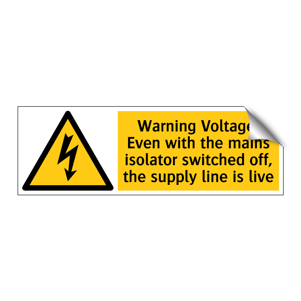 Warning Voltage! Even with the mains isolator switched off, the supply line is live