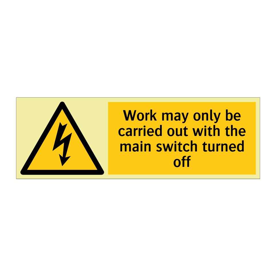 Work may only be carried out with the main switch turned off