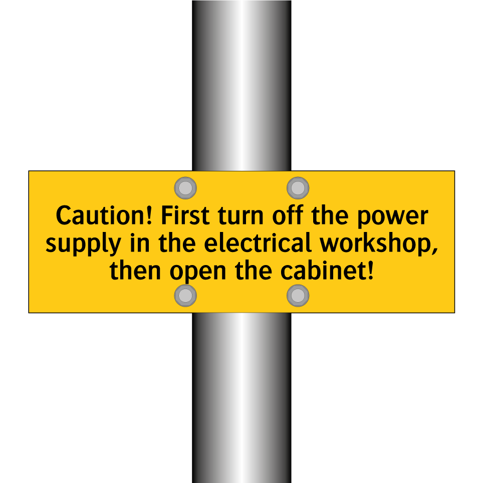 Caution! First turn off the power supply in the electrical workshop, then open the cabinet!