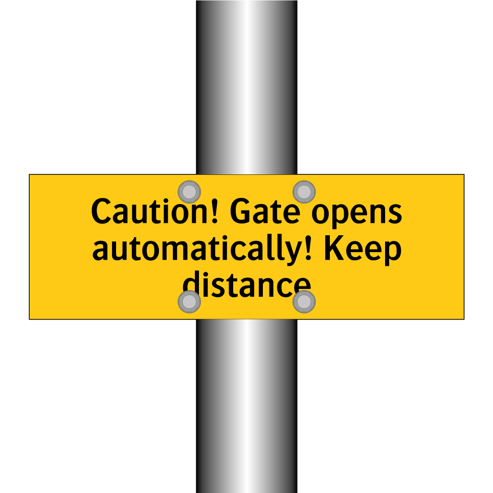 Caution! Gate opens automatically! Keep distance