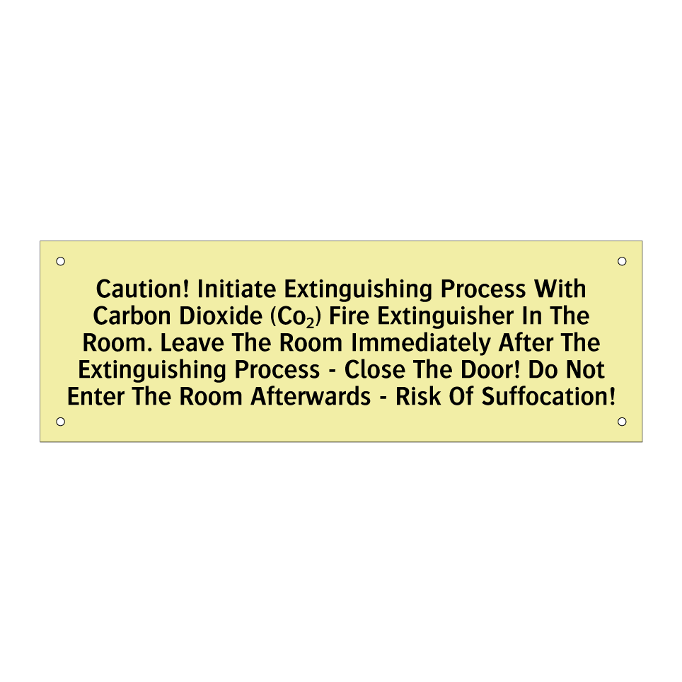 Caution! Initiate Extinguishing Process With Carbon Dioxide (Co₂) Fire Extinguisher In The Room. Leave The Room Immediately After The Extinguishing Process - Close The Door! Do Not Enter The Room Afterwards - Risk Of Suffocation!