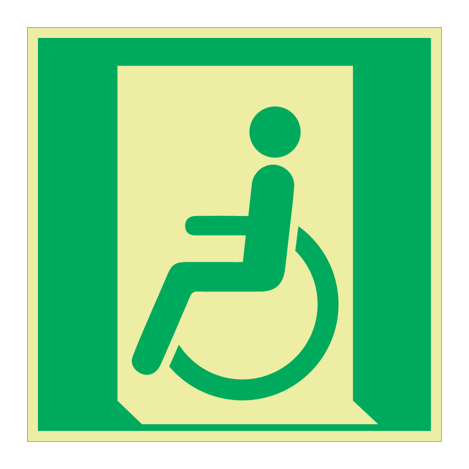 E026 Emergency exit for people unable to walk or with walking impairment (left)