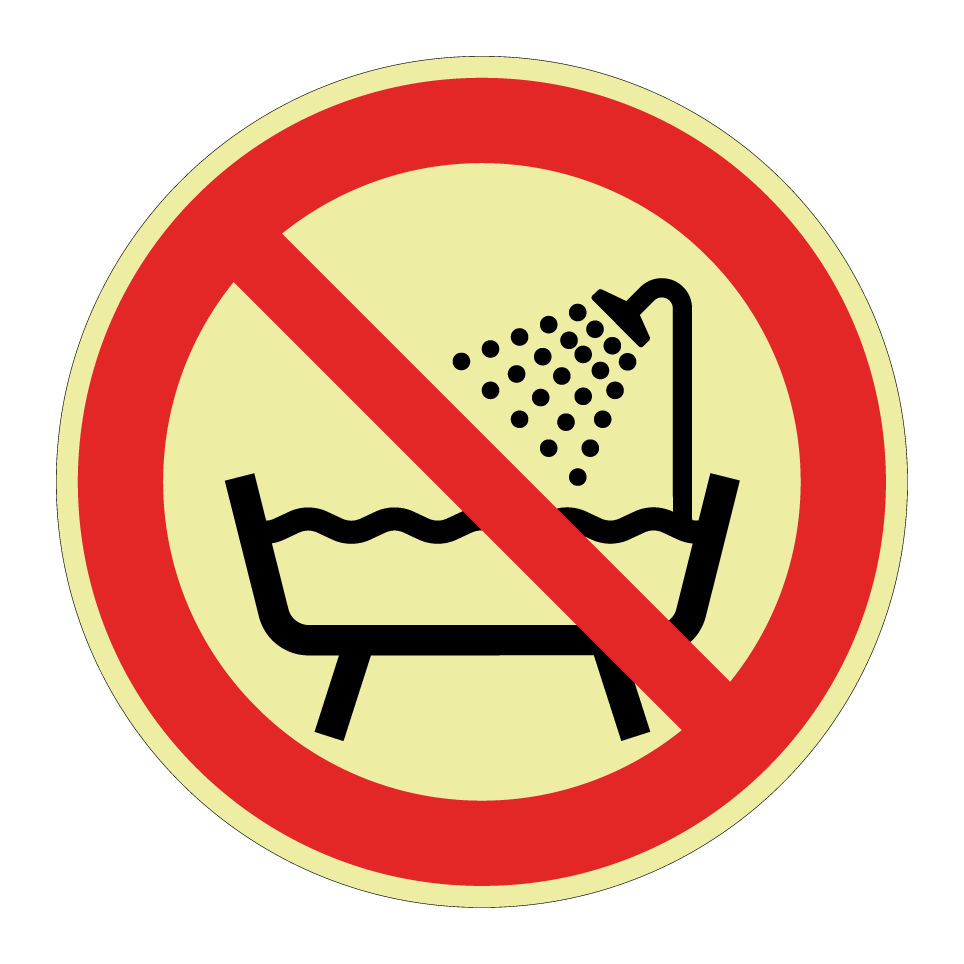 P026 Do not use this device in a bathtub, shower or water-filled reservoir