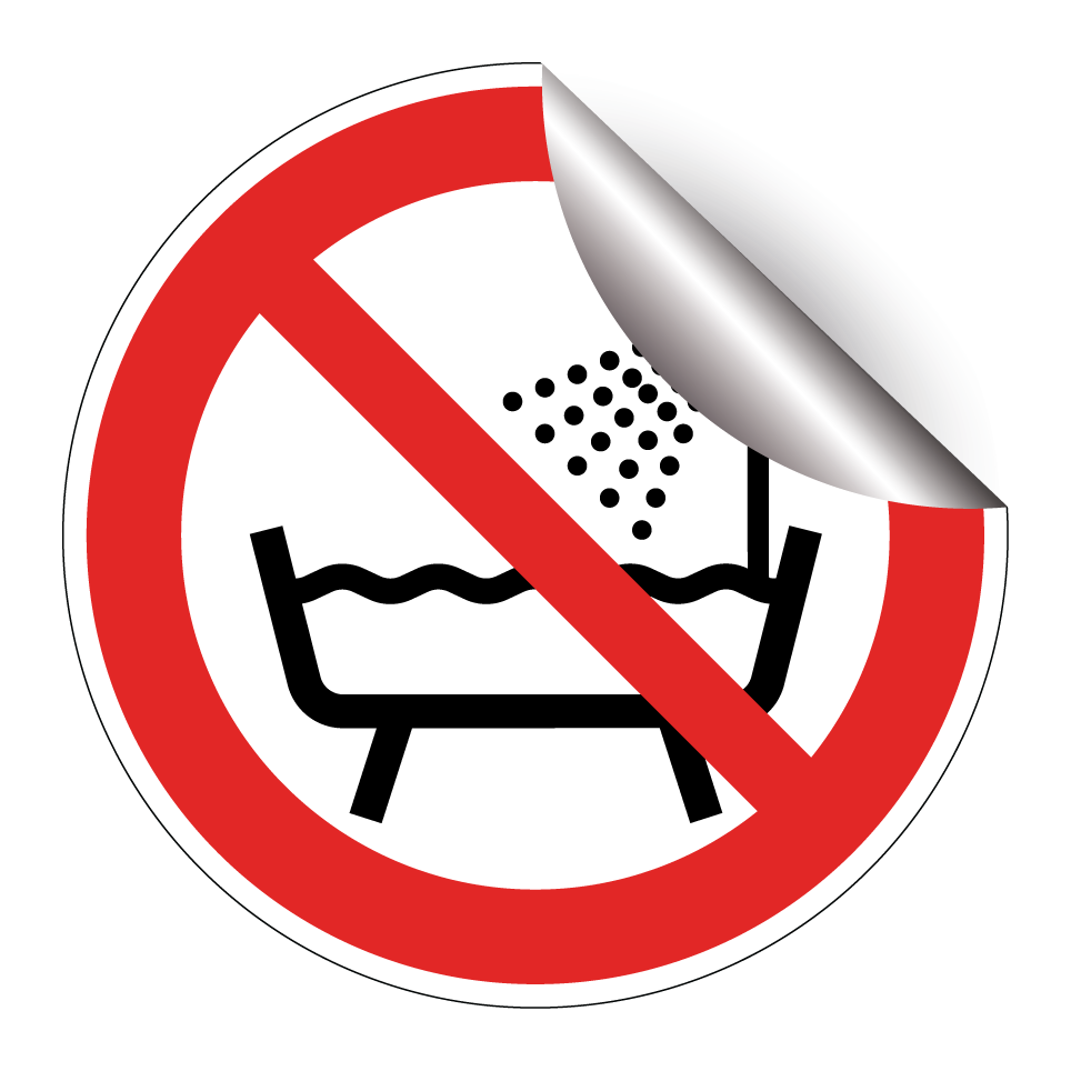P026 Do not use this device in a bathtub, shower or water-filled reservoir