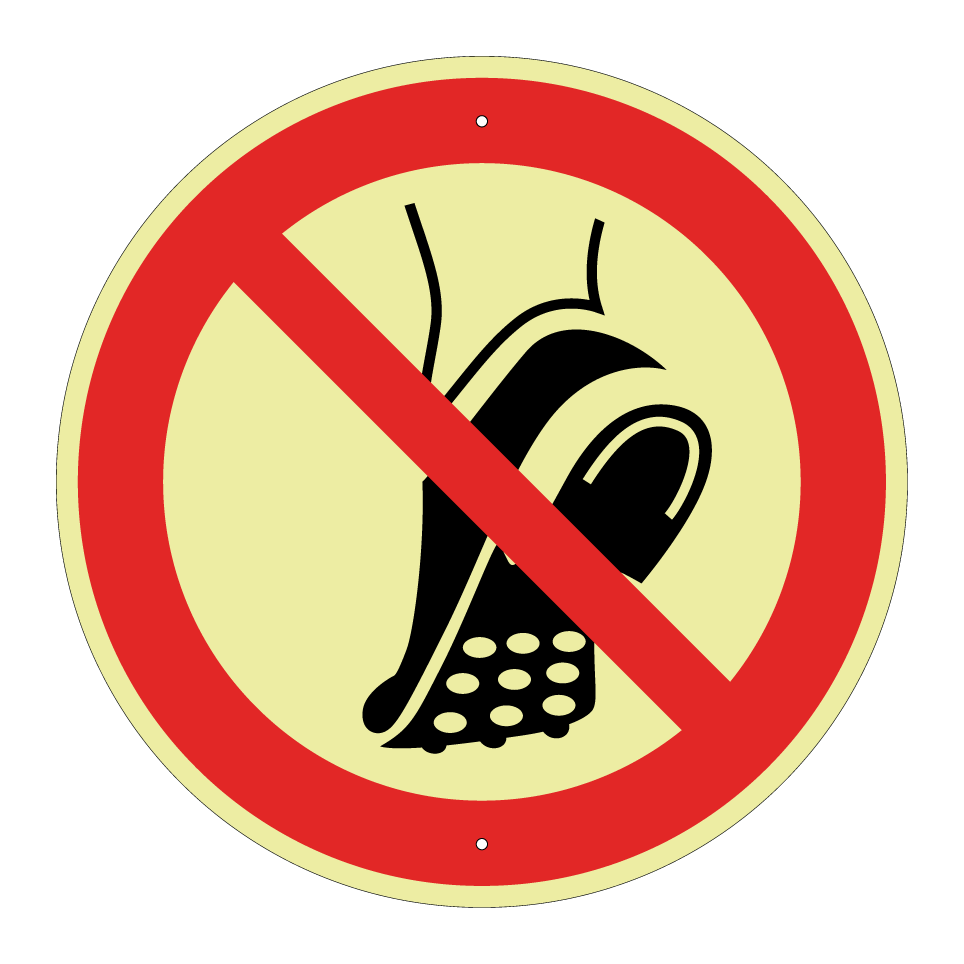 P035 Do not wear metal-studded footwear