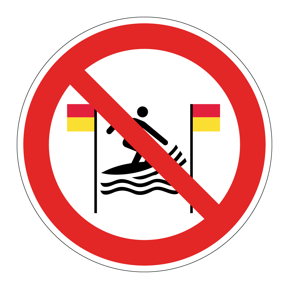 P064 No surfing between the red-and-yellow flags